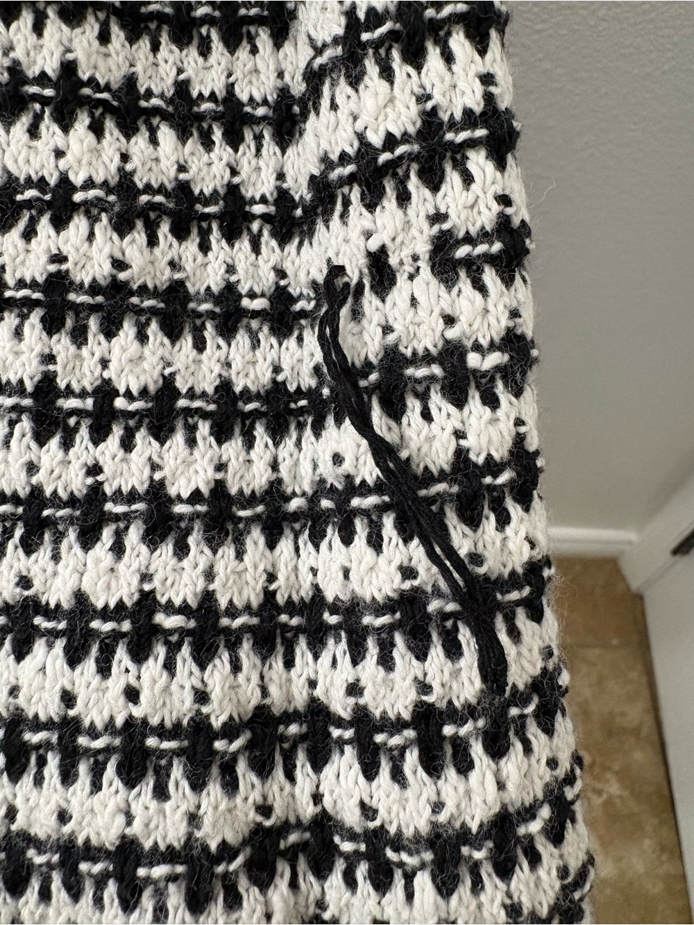 Black and White Tweed Button-Front Cardigan Sweater - Picture 3 of 5